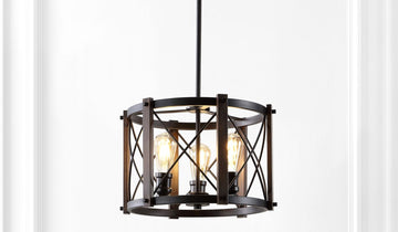 Ferme 16" Adjustable Iron Rustic Farmhouse LED Pendant - JONATHAN Y